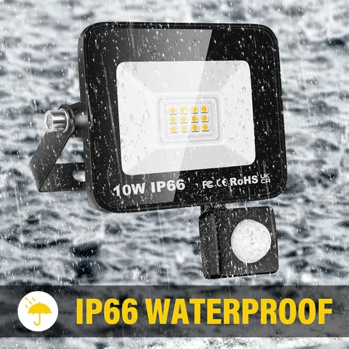 Vista 9 de Willpower Reflector LED con sensor de movimiento, luces de seguridad para exteriores de 10 W, 1000 lúmenes, lámpara exterior de 4000 K, luz blanca