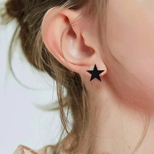 Vista 6 de Aretes de clip para mujer, aretes sin perforar, aretes de estrella, hipoalergénicos, ligeros, de acero inoxidable, geométricos