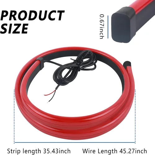 Vista 2 de Aokdom - Tira de luz de freno para coche de 35 pulgadas, luz de freno trasera de 12V con montaje alto, tira de luces LED, barra de luz para portón