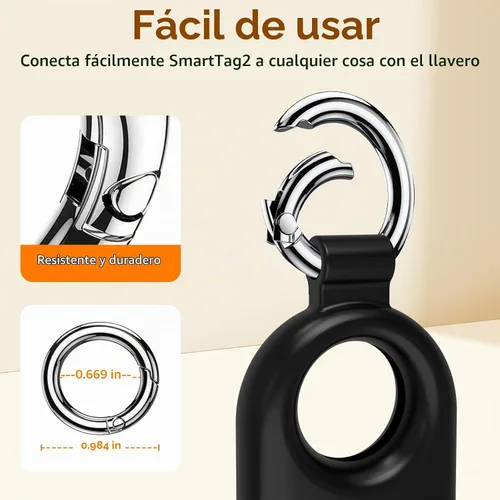 Vista 5 de Funda protectora de silicona para Samsung Galaxy SmartTag2, paquete de 4 fundas protectoras de silicona para Galaxy Smart Tag 2 con llavero