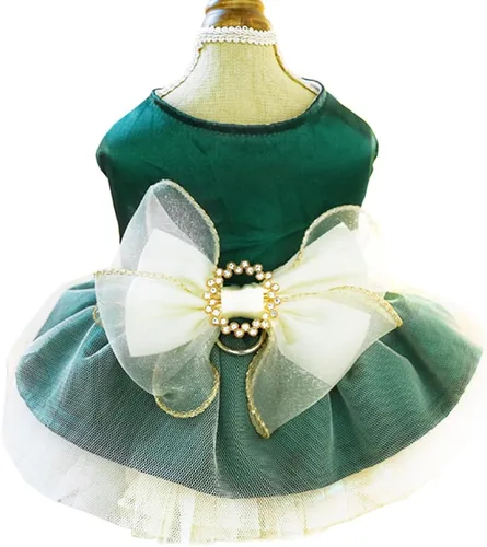 Vista 26 de ANIAC Daisy Vestidos para Perros Pequeños Hembra con Anillo para Correa, Nudo de Lazo Vestido de Boda para Cachorra, Traje de Gato de San Valentín