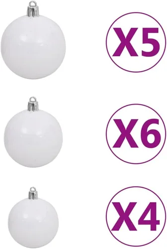 Vista 7 de Árbol de Navidad artificial invertido con luces LED y juego de bolas de 59.1 pulgadas para decoración de fiestas de Navidad en interiores