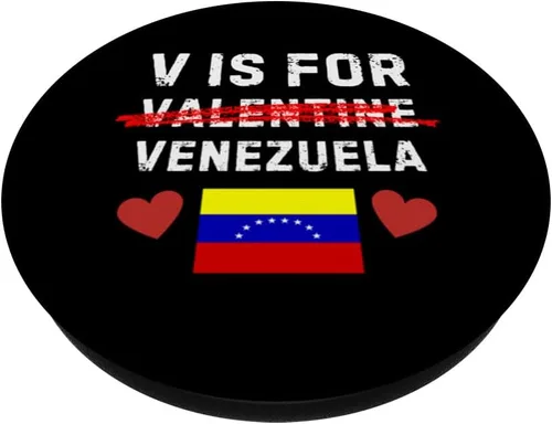 Vista 2 de V Is For Venezuela Funny South America Valentine PopSockets Standard PopGrip