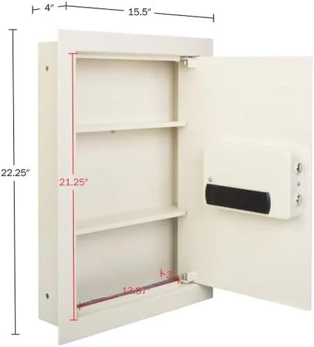 Vista 3 de Stalwart - Caja fuerte en la pared, seguro para el hogar o el negocio con teclado y 2 llaves de anulación manuales, protege dinero, joyas