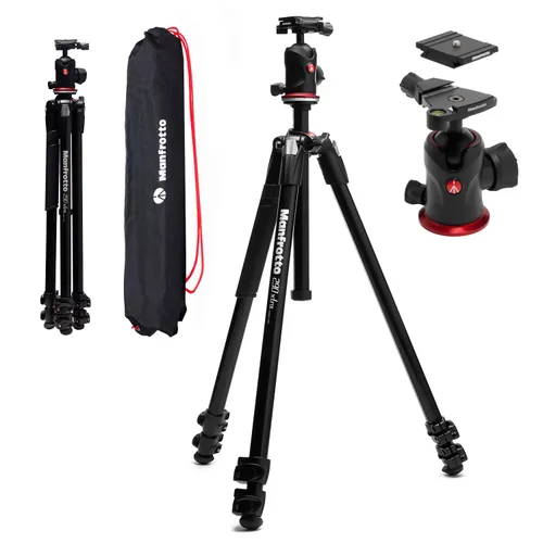 Vista 4 de Manfrotto 290 Xtra Kit de trípode de aluminio de 3 secciones con cabezal de 3 vías (MK290XTA3-3WUS), color negro