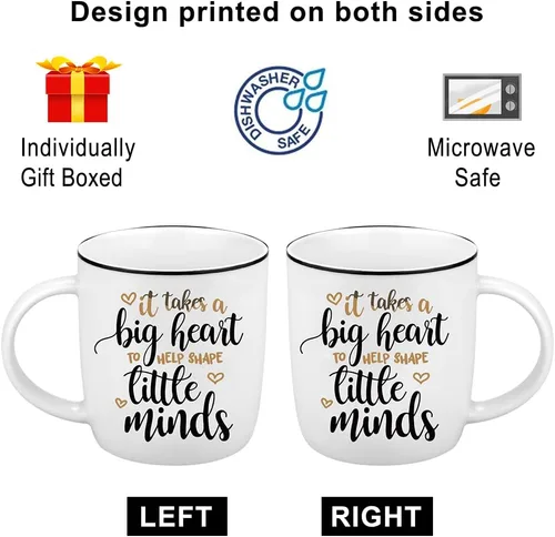 Vista 2 de Quimoy Taza de café con texto en inglés "It Takes A Big Heart", regalos inspiradores para profesores, taza de agradecimiento para graduación