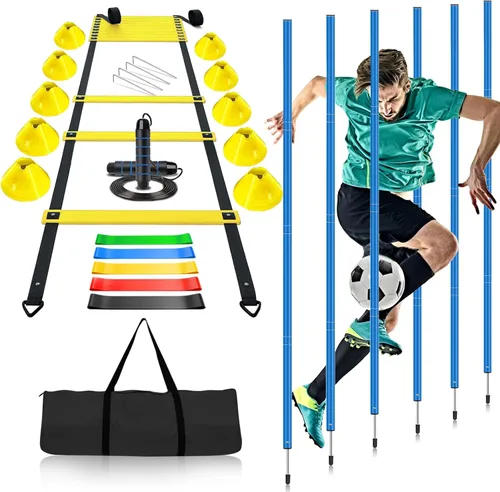 Vista 8 de Haootadiy Varas de Entrenamiento de Agilidad de Fútbol Equipo de Fútbol Ajustable para Entrenamiento Incluye 6 Varas de Agilidad Flexibles