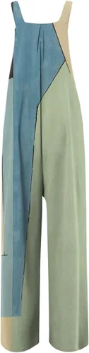 Vista 6 de ZEFOTIM Enterizos para mujer, estilo casual, de verano, con estampado de pierna ancha, ajuste holgado, a la moda, plisados, overoles