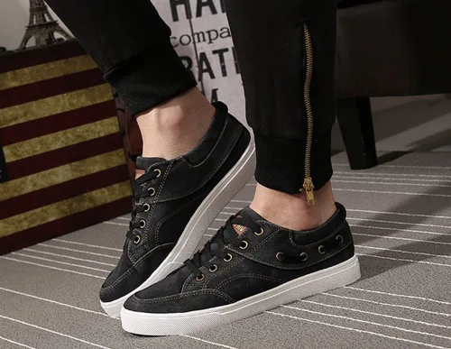 Vista 2 de King Ma Hombres Casual Lona Denim Flats Lace Up Zapatillas de deporte de moda