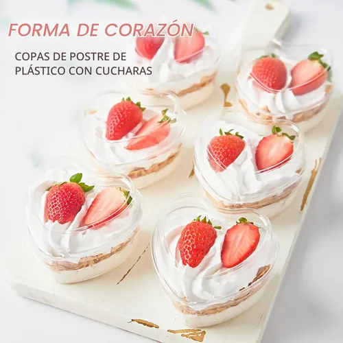 Vista 5 de Mini tazas de postre en forma de corazón de 5 onzas con tapas
