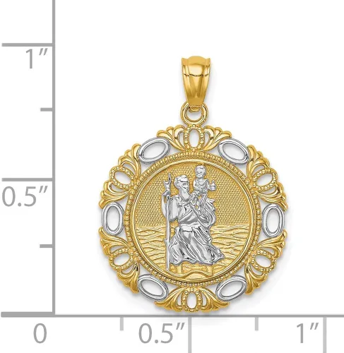 Vista 4 de 14K con medalla de San Cristóbal de rodio de 0.974in, 0.709in, estilo C4714, Metal, no conocido