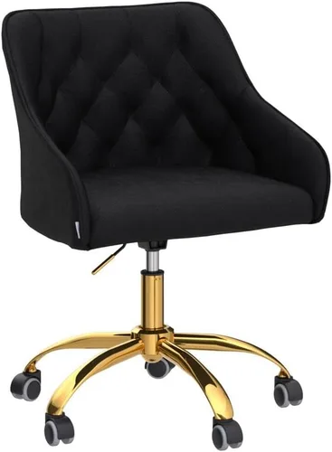 Vista 4 de HomSof Silla de escritorio de oficina en casa Silla moderna de terciopelo para computadora, altura ajustable, con respaldo medio