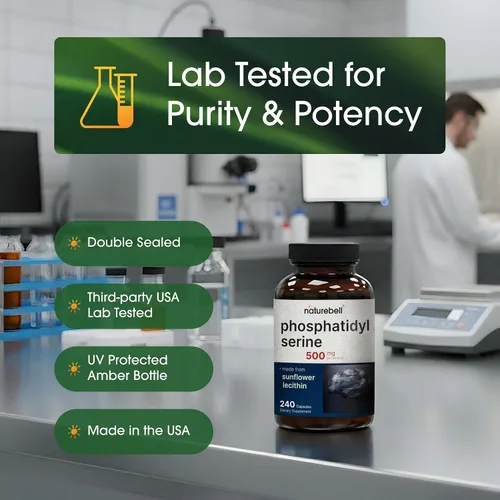 Vista 5 de Suplemento de Fosfatidilserina Ultra Fuerza 500mg Por Porción, 240 Cápsulas Sin Soja, Derivado de Lecitina de Girasol – Apoya la Salud Cognitiva