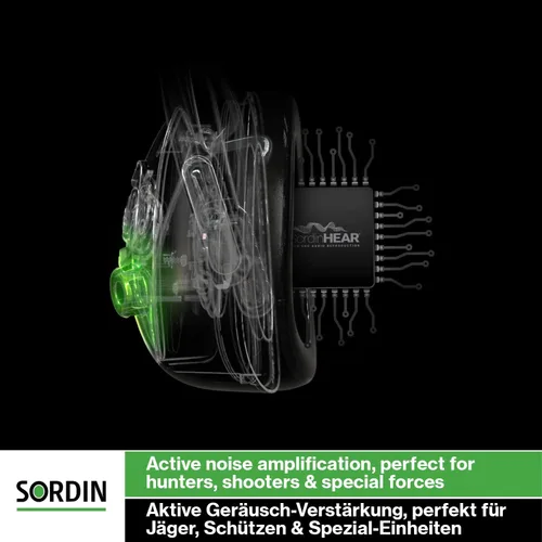 Vista 2 de Sordin Pro-X LED Ear Muffs - Active and Electronic Ear Defenders - Gel Pads - Earmuffs for Hunting & Shooting Oliva