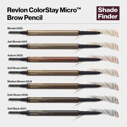 Vista 9 de Revlon ColorStay Micro lápiz de cejas con cepillo de carrete integrado, impregnado con aceite de argán y marula, impermeable, a prueba de manchas