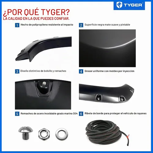 Vista 6 de Tyger Auto Fender Flare compatible con Ford F-150 2004-2008 (excluye Heritage); Lincoln Mark LT Fleetside 2006-2008, estilo remachado de pernos