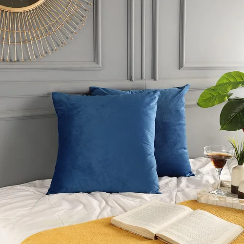 Vista 2 de RELY+ Paquete de 2 fundas de almohada de terciopelo de 18 x 18 pulgadas, suaves, acogedoras, lisas, decorativas, fundas de cojín de lujo para sofá
