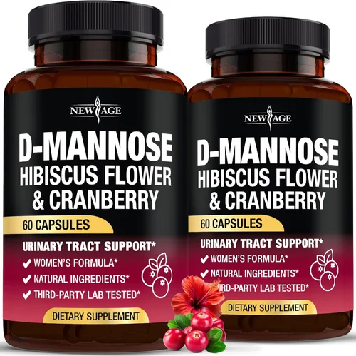 Vista 9 de NEW AGE D-manosa con arándano e hibisco - Alta resistencia para la salud del tracto urinario - Suplemento para mujeres - Soporte de vejiga, hígado