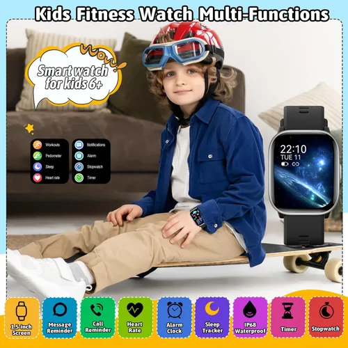 Vista 2 de Reloj inteligente para niños, reloj para niñas y niños con 20 modos deportivos, podómetro, monitor de sueño, relojes deportivos para niños, regalos