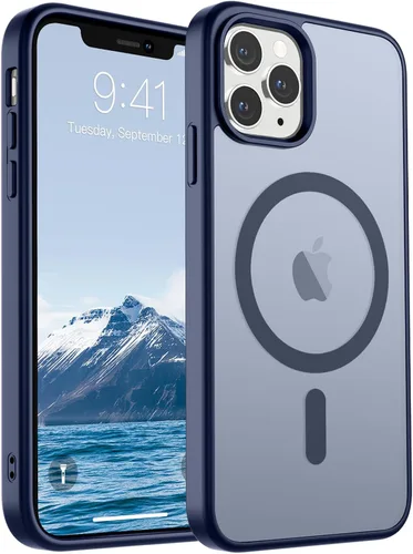 Vista 19 de SUPFINE Funda magnética para iPhone 11 Pro Max (compatible con MagSafe) (protección contra caídas de grado militar), delgada, translúcida mate, a