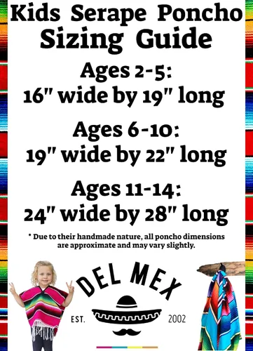Vista 4 de Del Mex Disfraz de poncho mexicano para niños pequeños de 2 a 14 años