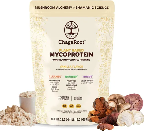 Vista 10 de Mycoprotein Mushroom Protein Powder, Chocolate Flavor, 20g Plant Based Protein per Serving, Reishi, Chaga, Lions Mane, Shiitake, Turkey Tail, Vegan