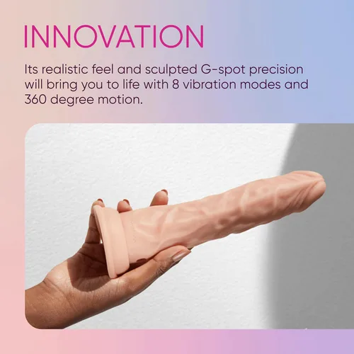 Vista 3 de Femme Funn Turbo Shaft - Consolador realista con base de ventosa, juguete sexual realista giratorio de 360°, impermeable, 8 modos de vibración