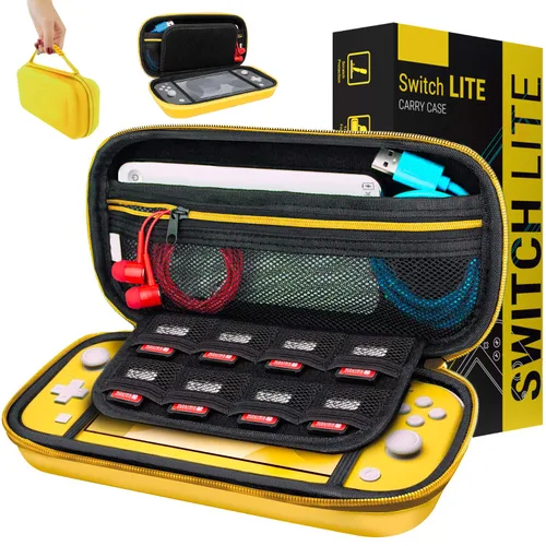 Vista 30 de Orzly Carry Case for Nintendo Switch Lite - Portable Travel Carry Case with storage for Switch Lite Games & Accessories [Solid Black]