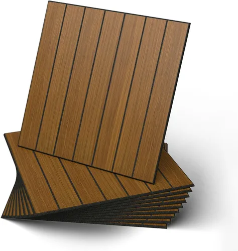 Vista 12 de WADILE Paneles de pared de listones de madera para despegar y pegar, de 12"x12" (30×30cm), decorativo, PVC, insonorizado, autoadhesivo, para sala