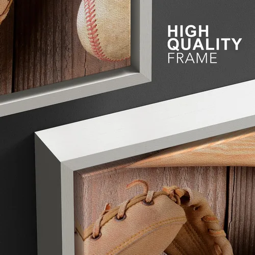 Vista 108 de wall26 Lienzo enmarcado para pared, juego de arte de primer plano, detalles de costuras de béisbol, atletas deportivos, fotografía, moderno