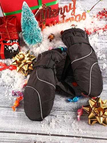 Vista 7 de Boao Snow Mittens Winter Ski Mittens Waterproof Warm Cotton-Lined Gloves for Kids