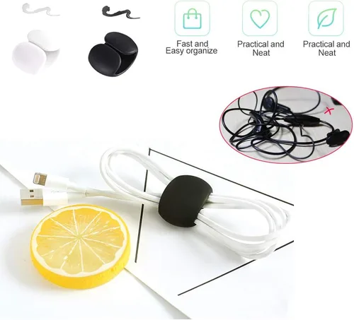 Vista 5 de 36 piezas de protectores de cable para iPhone iPad, protectores de extremo de cable con 2 clips de cable de escritorio, VIWIEU protector de cable