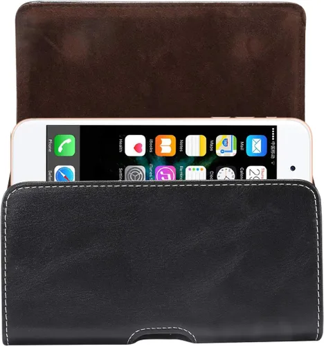 Vista 5 de Funda universal de cuero para iPhone 11 Pro Max, Xs Max, 6s Plus, funda de cuero para Samsung Galaxy Note10, S20 5G, S10+, S9+, S8+, funda Horizontal