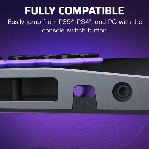 Vista 5 de Turtle Beach Victrix Pro KO Leverless All Button Fight Stick for PlayStation 5, Officially Licensed PS5 PS4, Windows 10/11 PC, Customizable eSports