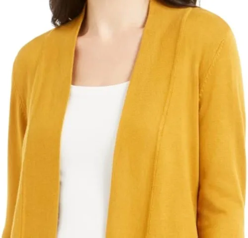 Vista 2 de JM Collection Cárdigan abierto para mujer color dorado talla L Amarillo L