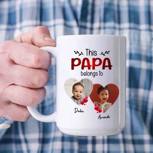 Vista 5 de Taza de regalo para abuelo, taza de café blanca con foto personalizada para nietos, regalo para el día del padre, papá, abuelo, abuelo, taza de café