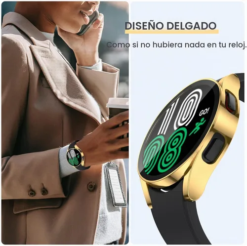 Vista 3 de Tensea Paquete de 2 fundas protectoras de pantalla para Samsung Galaxy Watch FE 2024/5 2022/4 2021, accesorios de 1.575 in, cubierta protectora