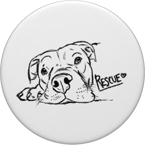 Vista 3 de Rescue Dog Sketch, Pit Bull Drawing, Adopt Don't Shop PopSockets Grip and Stand para teléfonos y tabletas