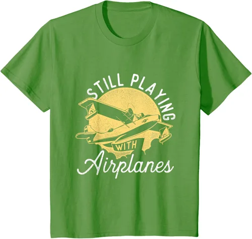 Vista 53 de Still Playing With Airplanes - Camiseta de control remoto RC Avión Piloto, Negro