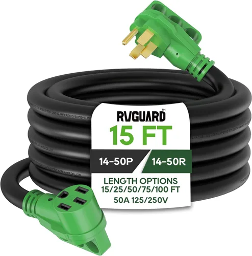 Vista 10 de RVGUARD Cable de extensión RV/EV de 50 amperios y 100 pies