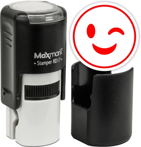 Vista 36 de MaxMark Sello de Emoji Autoentintado Redondo - Enojada - Tinta Negra