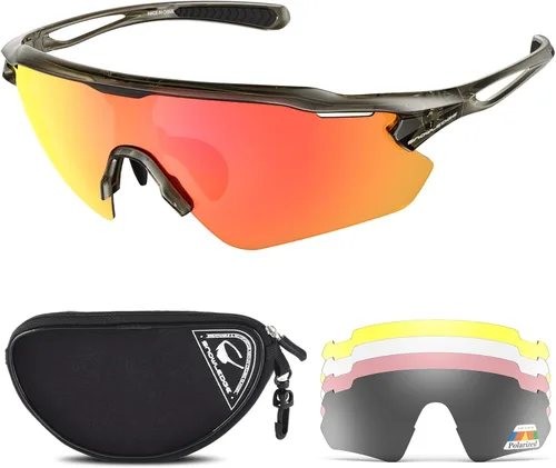 Vista 25 de Lentes de sol polarizados para ciclismo con 5 micas UV400, con armazón TR90.