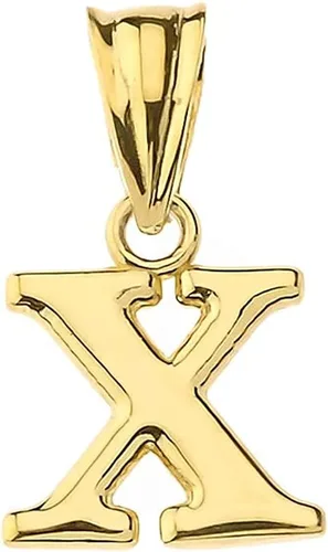 Vista 27 de Colgante de oro amarillo de 10 quilates con inicial A-Z con dije fino de 1/2 pulgada – Elección de letra inicial