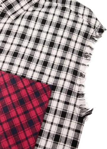 Vista 4 de Camisa sin mangas a cuadros para hombre, camisas vaqueras con botones
