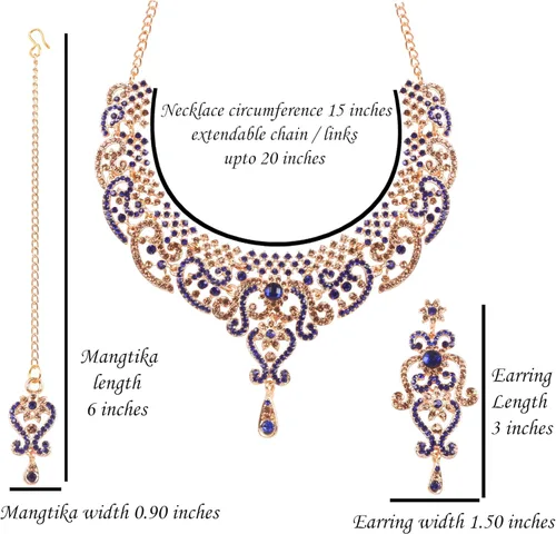 Vista 69 de Conjunto precioso de collar con look real Indian Bollywood, maravillosamente decorado, conjunto de collar adornado para mujer.