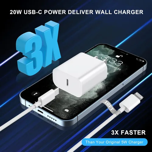 Vista 2 de Cargador para iPhone 17 Pro Max de carga rápida, bloque de carga rápida USB C de 40 W con cable de carga tipo C de 10 pies para iPhone 17/17 Pro/17