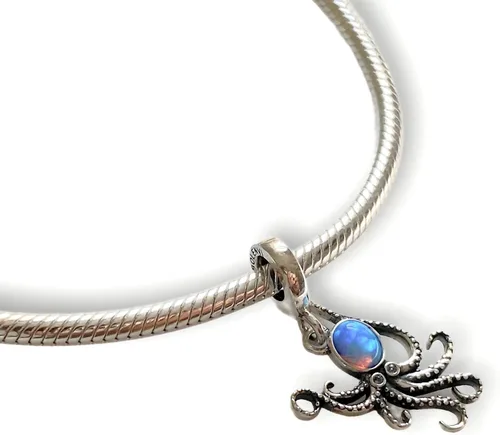 Vista 2 de BOLENVI ópalo pulpo 925 plata esterlina colgante encanto grano para pandora y pulseras o collares similares, Plata esterlina, No es una piedra