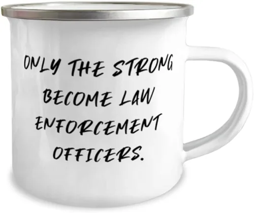Vista 2 de Only the Strong. Law enforcement officer 12oz Camper Mug, Useful Law enforcement officer Gifts, For Coworkers from Friends, Gifts for police