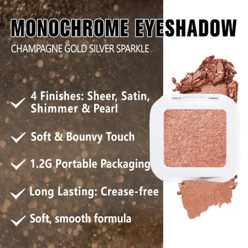 Vista 3 de evpct Paleta de sombra de ojos con purpurina dorada champán, color nude dorado rosa brillante crema brillante paleta de sombra de ojos iluminadora
