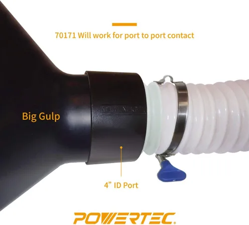 Vista 3 de POWERTEC 70171 Adaptador de acoplador rápido de recolección de polvo roscado, 4 x 2-1/2", negro